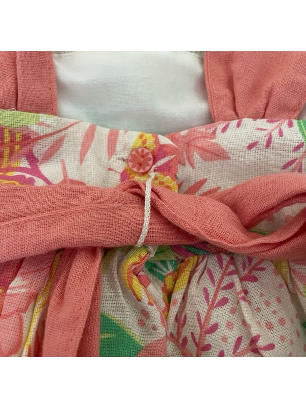 NWT Tommy Bahama Pompom Dress Baby Girl 12-18M Tropical Vacation Linen - Picture 3 of 8